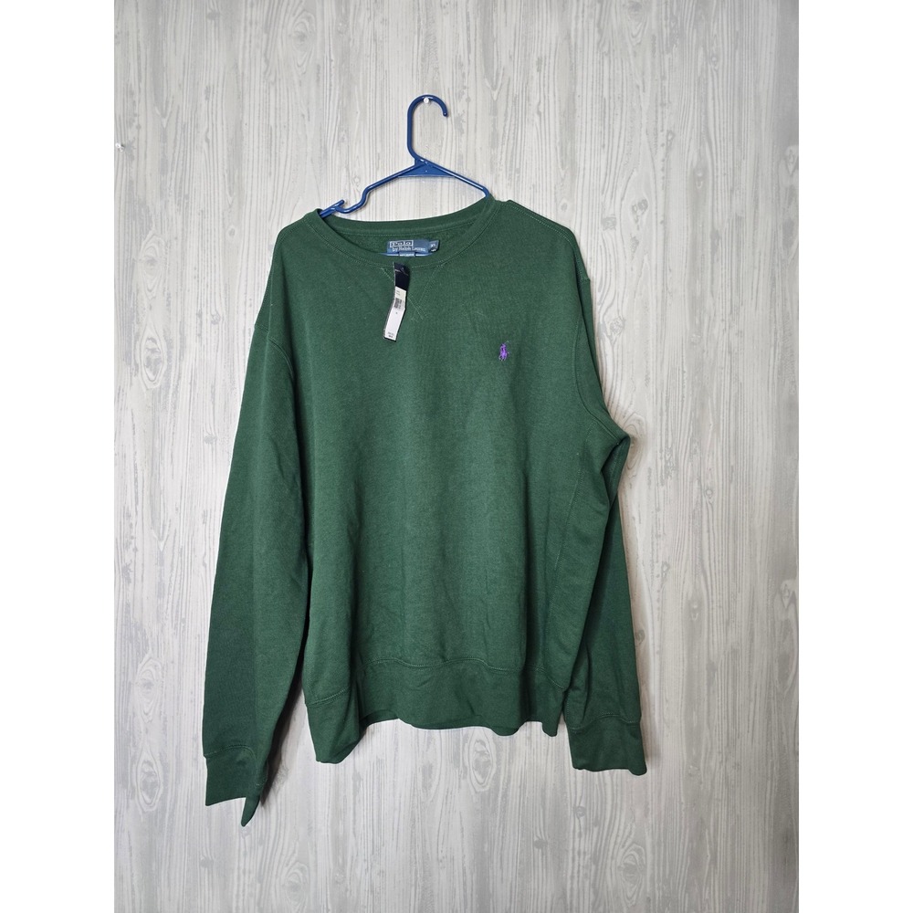 Polo Ralph Lauren Crewneck Sweatshirt Mens XL Green Fleece Pony Logo NEW